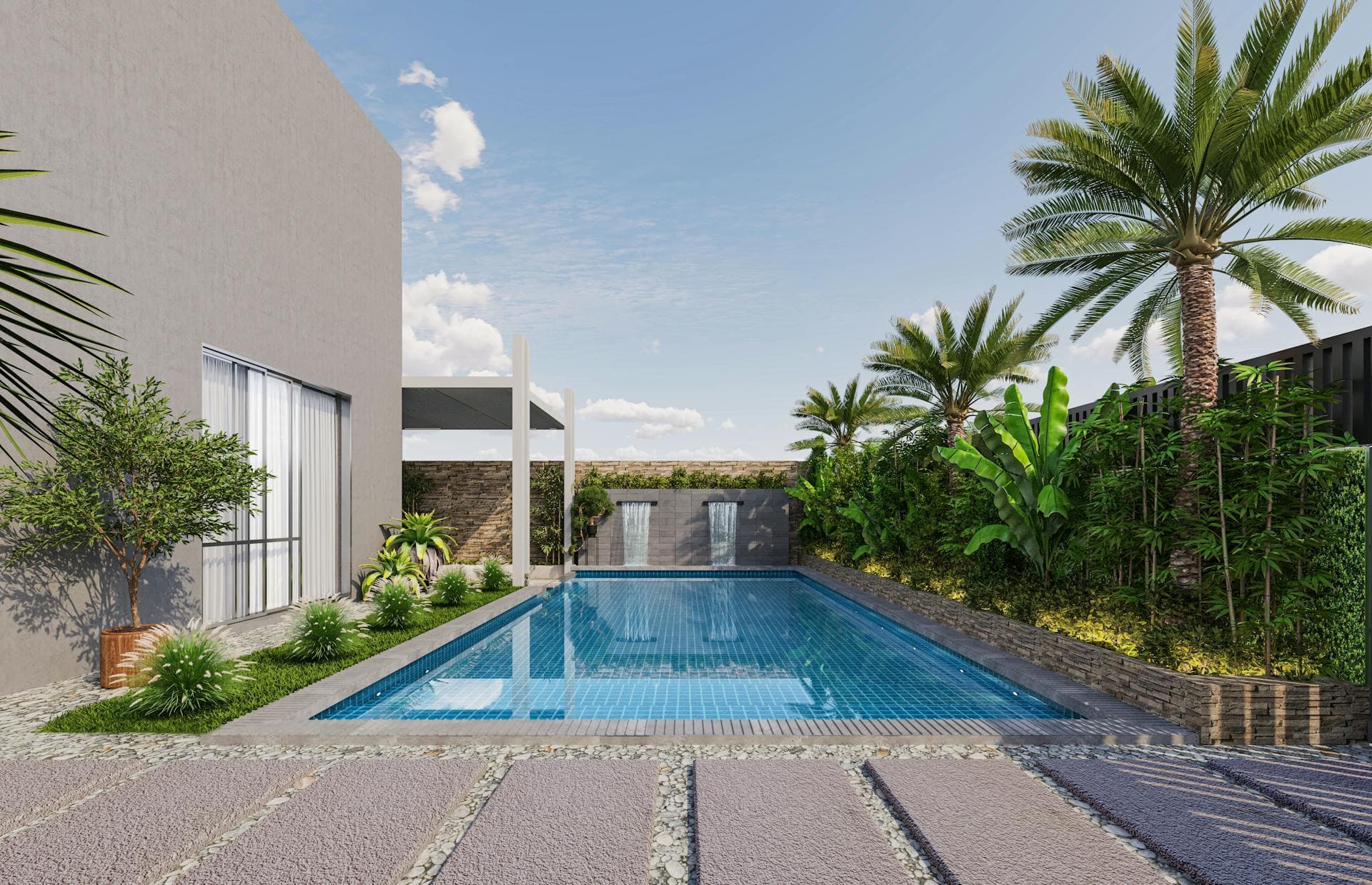 Jardín Tropical Moderno